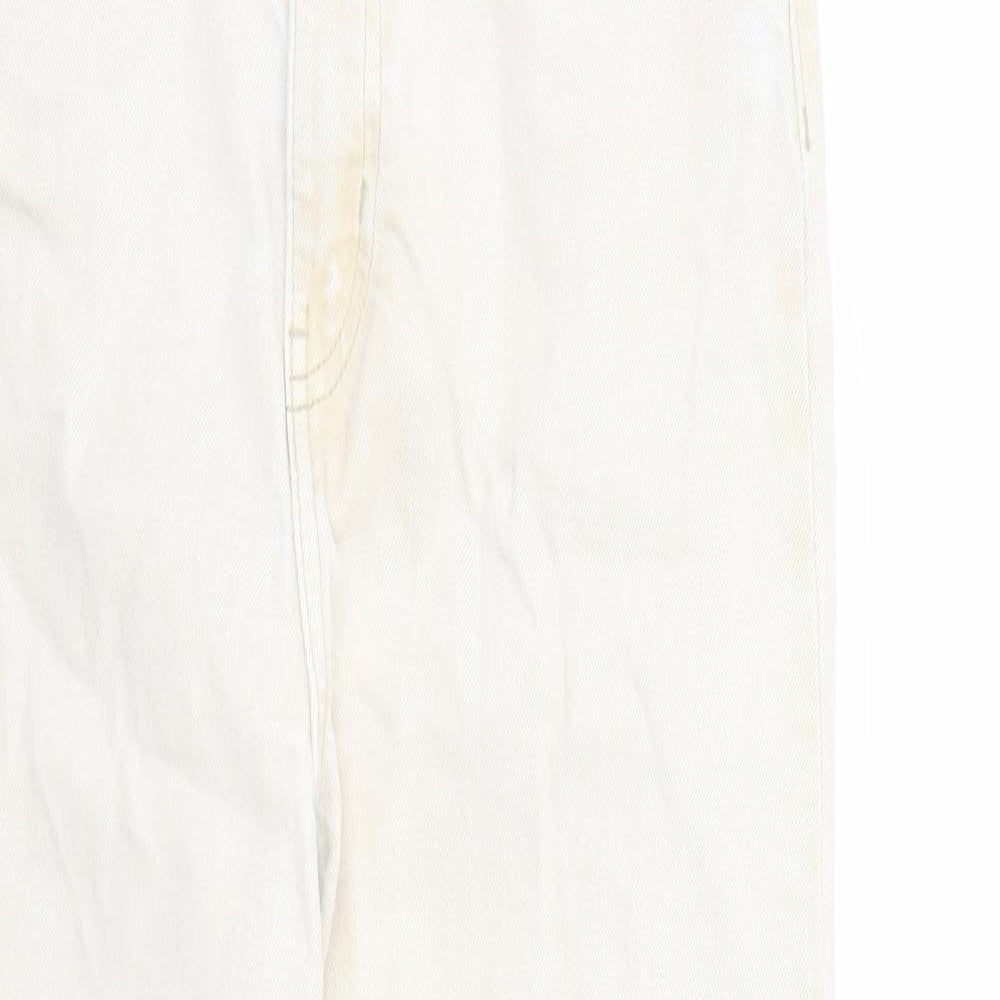 H&M Womens Beige Cotton Straight Jeans Size 6 L26 in Regular Zip