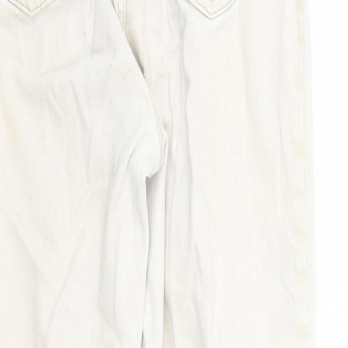 H&M Womens Beige Cotton Straight Jeans Size 6 L26 in Regular Zip