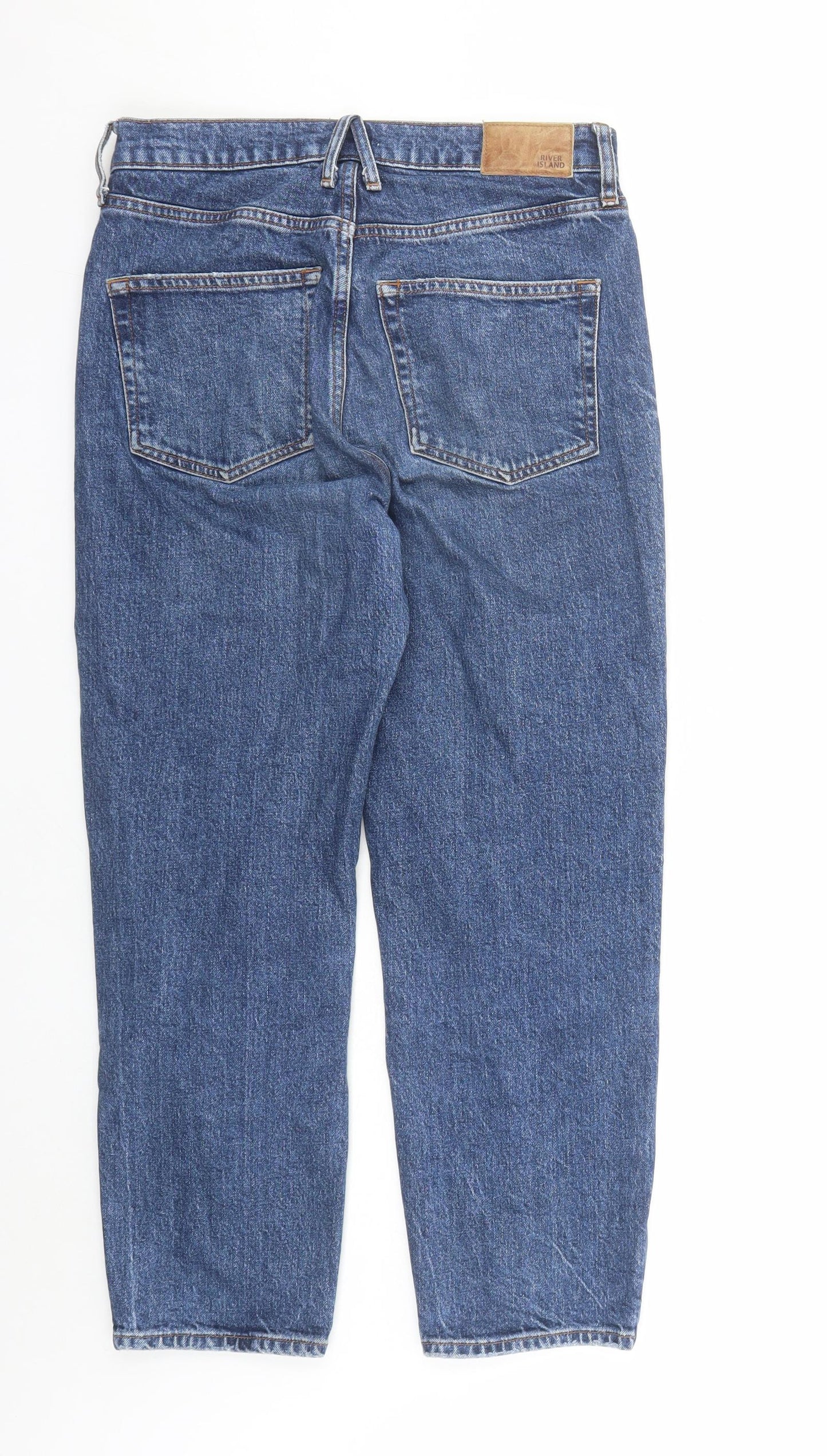 River Island Womens Blue Cotton Straight Jeans Size 10 L25 in Regular Zip