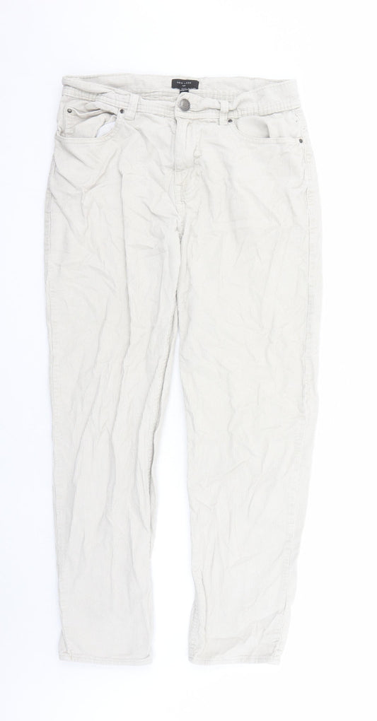 New Look Mens Beige Cotton Trousers Size 32 in L29 in Regular Zip