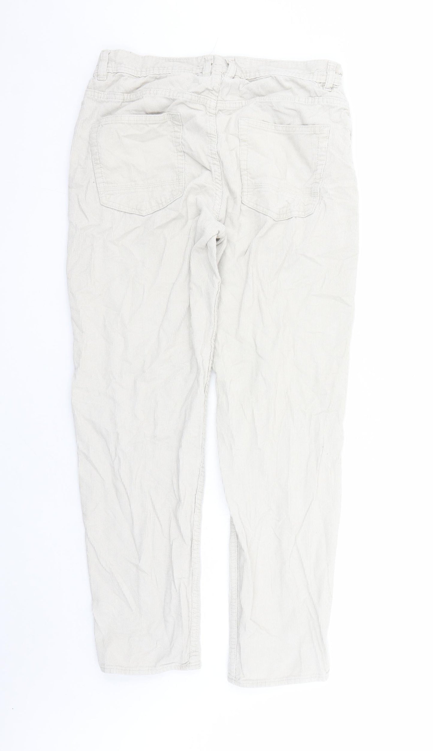 New Look Mens Beige Cotton Trousers Size 32 in L29 in Regular Zip