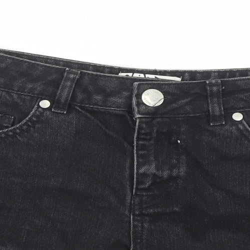 Miss Selfridge Womens Black Cotton Hot Pants Shorts Size 6 Regular Zip - Crochet Detail