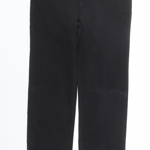 Marks and Spencer Womens Black Cotton Straight Jeans Size 10 L27 in Regular Zip - Rhinestone Detail