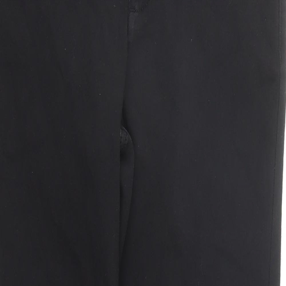 Marks and Spencer Womens Black Cotton Straight Jeans Size 10 L27 in Regular Zip - Rhinestone Detail