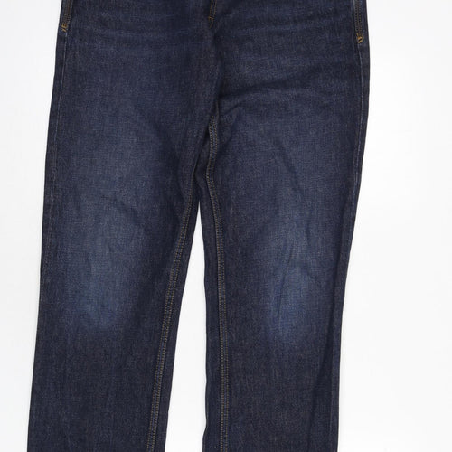 Fat Face Mens Blue Cotton Straight Jeans Size 32 in L32 in Regular Zip