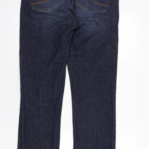 Fat Face Mens Blue Cotton Straight Jeans Size 32 in L32 in Regular Zip