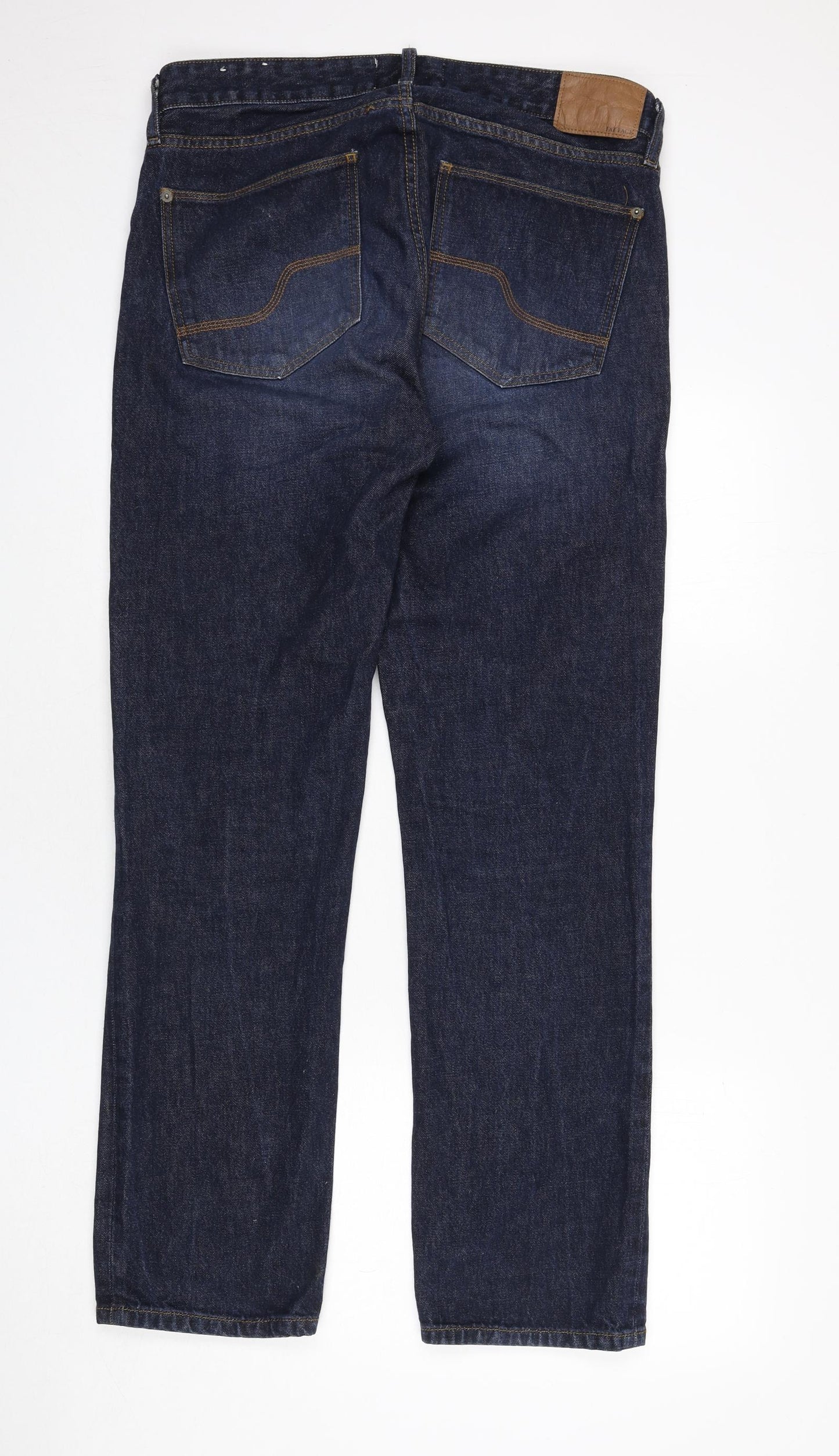Fat Face Mens Blue Cotton Straight Jeans Size 32 in L32 in Regular Zip