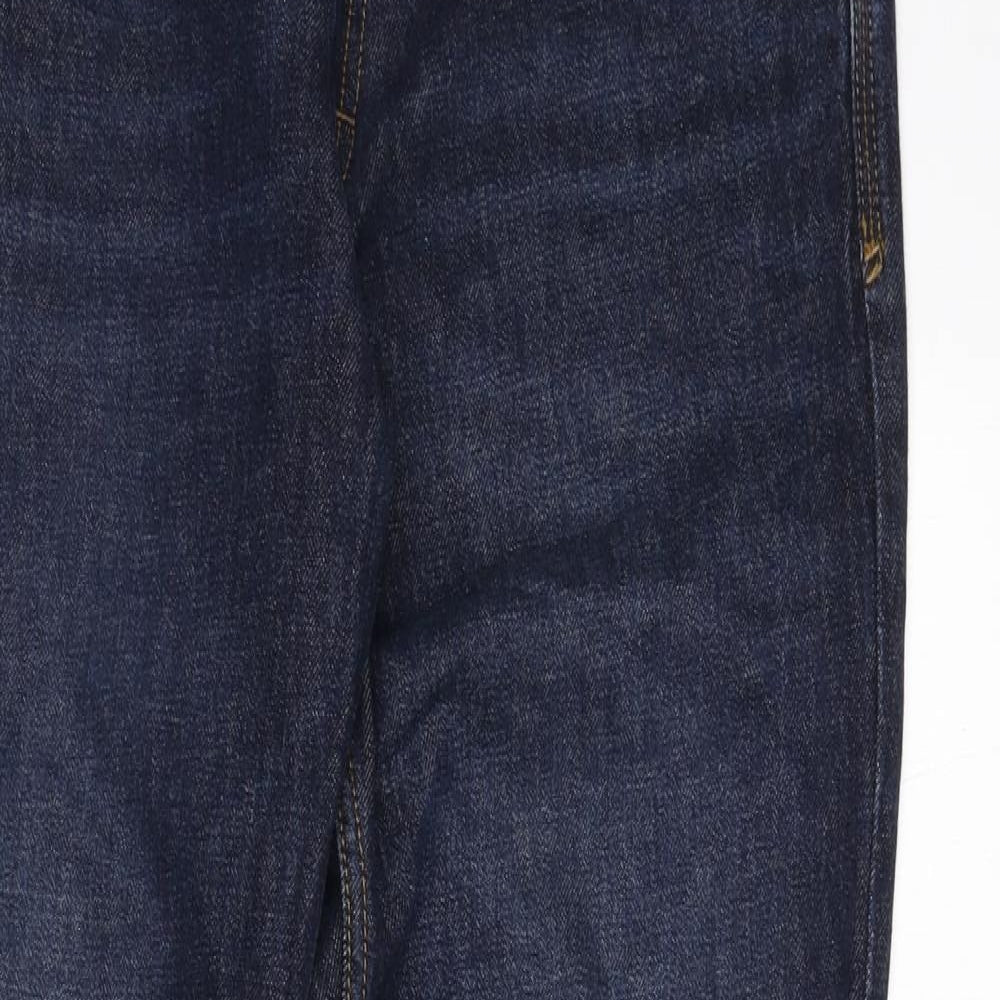 Fat Face Mens Blue Cotton Straight Jeans Size 32 in L32 in Regular Zip