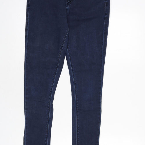 Topshop Womens Blue Cotton Skinny Jeans Size 30 in L30 in Regular Zip