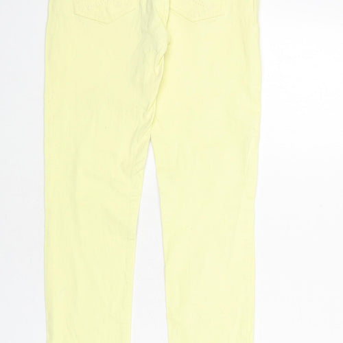 Denim & Co. Girls Yellow Cotton Straight Jeans Size 11-12 Years L27 in Regular Zip