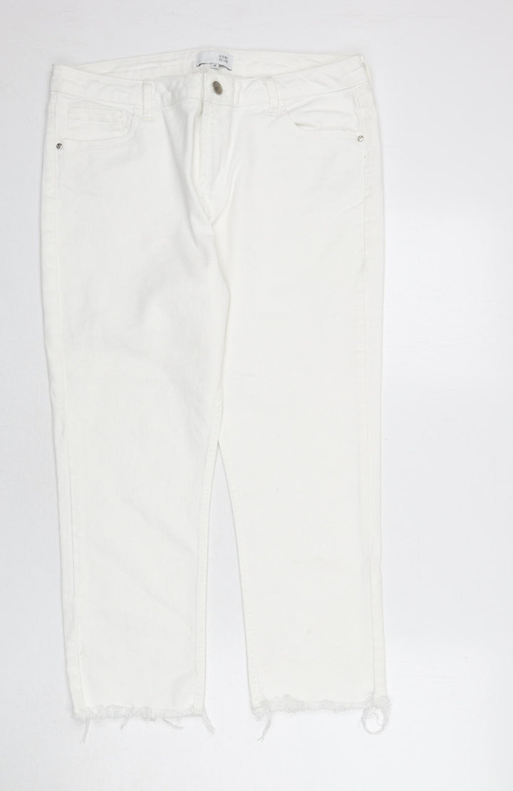 Henry Holland Womens White Cotton Capri Jeans Size 16 L34 in Regular Zip