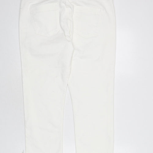 Henry Holland Womens White Cotton Capri Jeans Size 16 L34 in Regular Zip