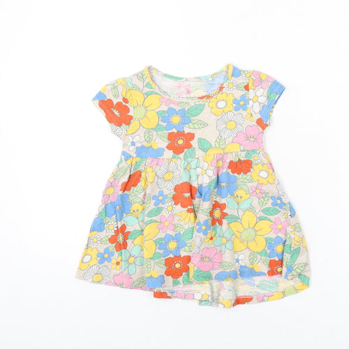 NEXT Girls Multicoloured Floral 100% Cotton Fit & Flare Size 12-18 Months Round Neck Pullover