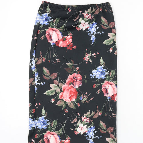 Club L Womens Black Floral Polyester Bandage Skirt Size 10
