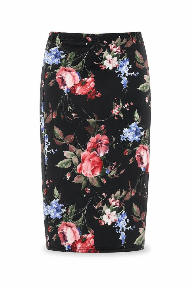 Club L Womens Black Floral Polyester Bandage Skirt Size 10