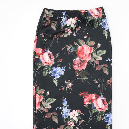 Club L Womens Black Floral Polyester Bandage Skirt Size 10