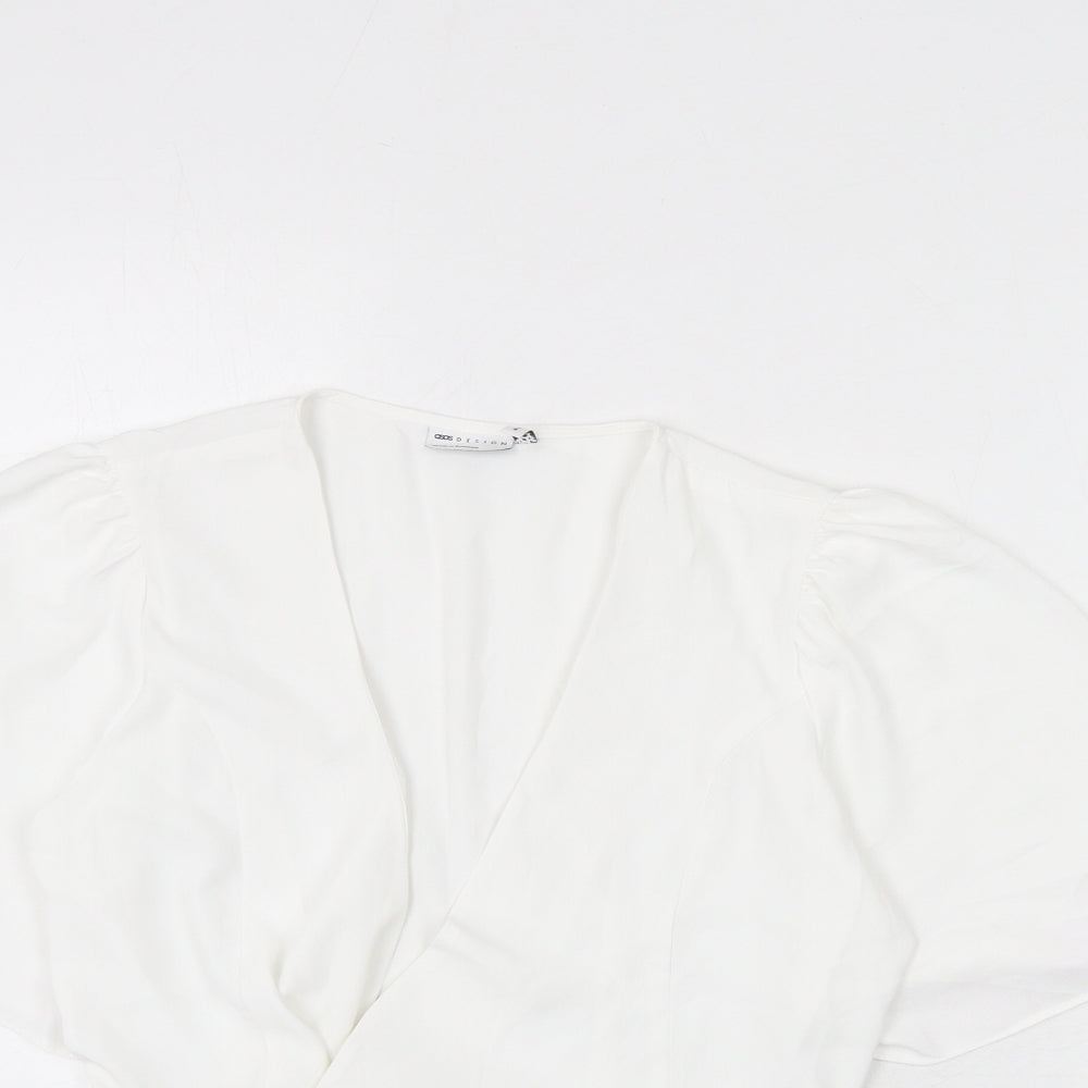 ASOS Womens White Polyester Basic Blouse Size 8 V-Neck - Ruffles, Tiered