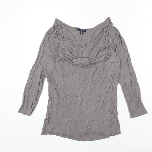 Gap Womens Grey Polyester Basic T-Shirt Size M V-Neck