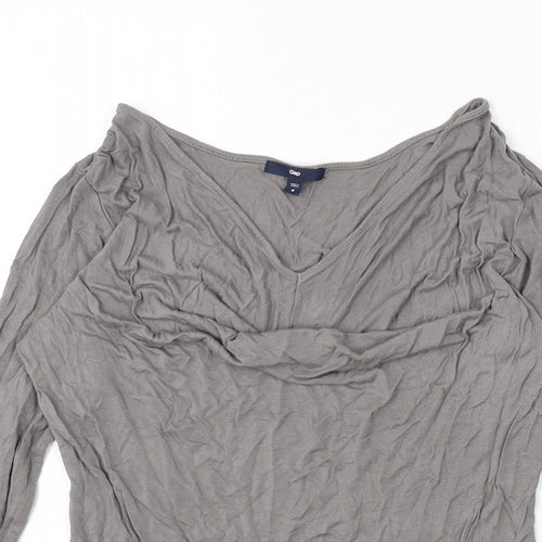 Gap Womens Grey Polyester Basic T-Shirt Size M V-Neck