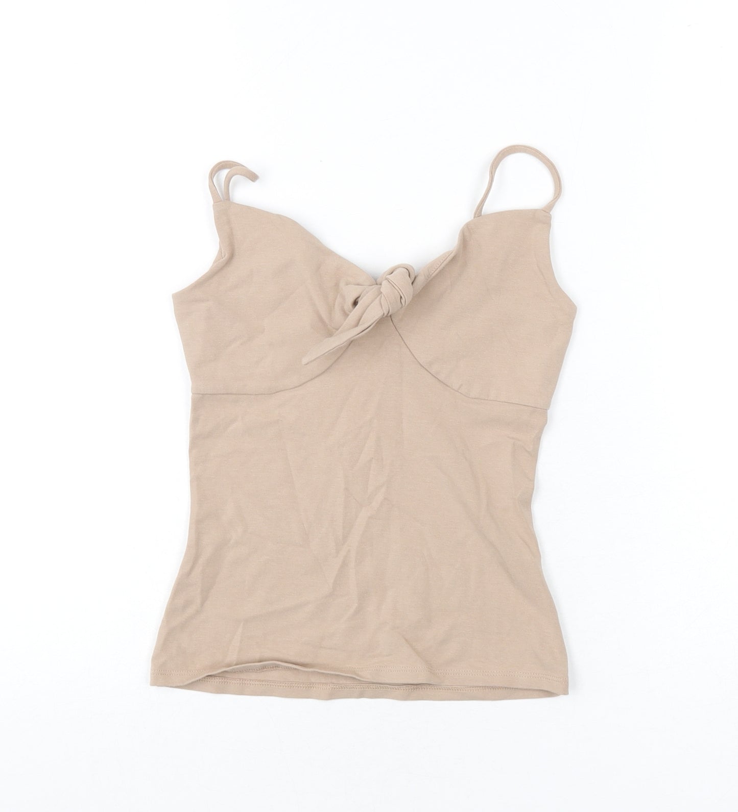 Express Womens Beige Cotton Camisole Tank Size 2XS V-Neck - Bow