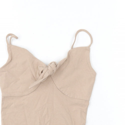 Express Womens Beige Cotton Camisole Tank Size 2XS V-Neck - Bow
