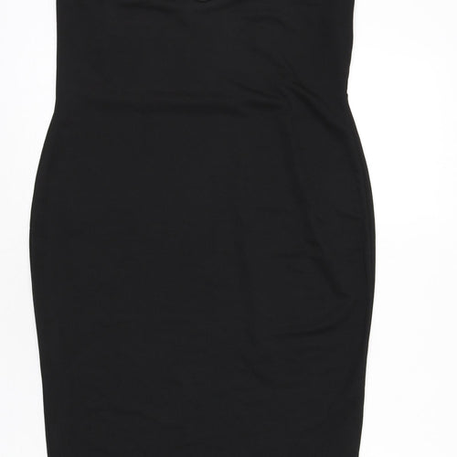 Boohoo Womens Black Polyester Bodycon Size 14 V-Neck Pullover
