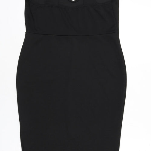 Boohoo Womens Black Polyester Bodycon Size 14 V-Neck Pullover