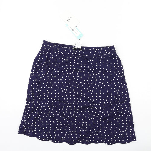 &et Womens Blue Polka Dot Viscose A-Line Skirt Size S