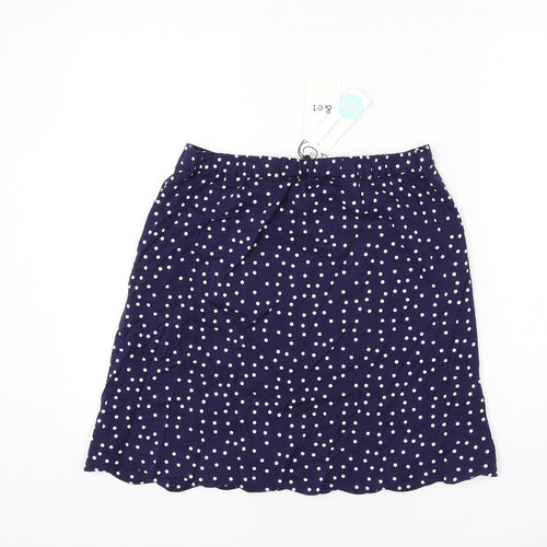 &et Womens Blue Polka Dot Viscose A-Line Skirt Size S