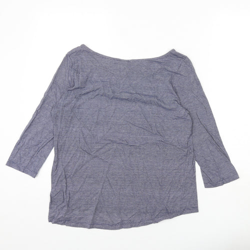 H&M Womens Blue Striped 100% Cotton Basic T-Shirt Size M Boat Neck