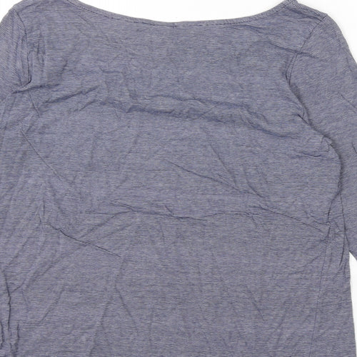 H&M Womens Blue Striped 100% Cotton Basic T-Shirt Size M Boat Neck