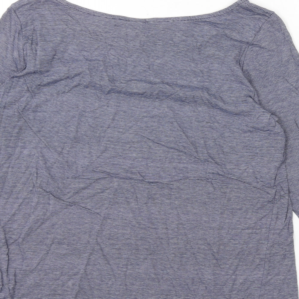 H&M Womens Blue Striped 100% Cotton Basic T-Shirt Size M Boat Neck