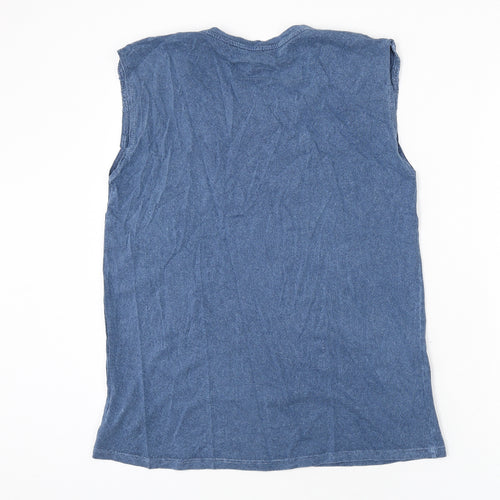 NEXT Womens Blue 100% Cotton Basic Tank Size 12 Scoop Neck - Lace Detail