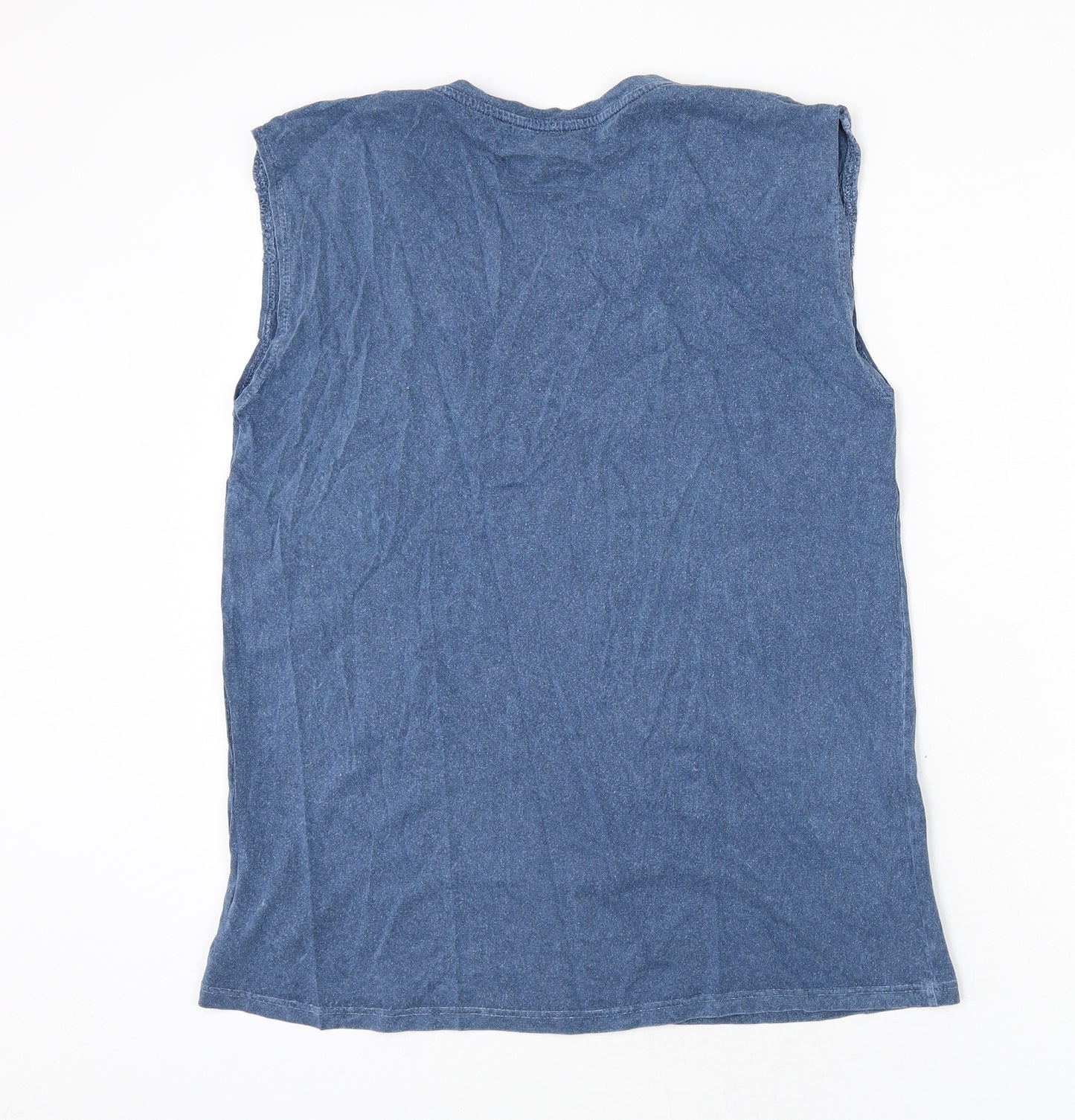 NEXT Womens Blue 100% Cotton Basic Tank Size 12 Scoop Neck - Lace Detail