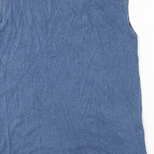 NEXT Womens Blue 100% Cotton Basic Tank Size 12 Scoop Neck - Lace Detail
