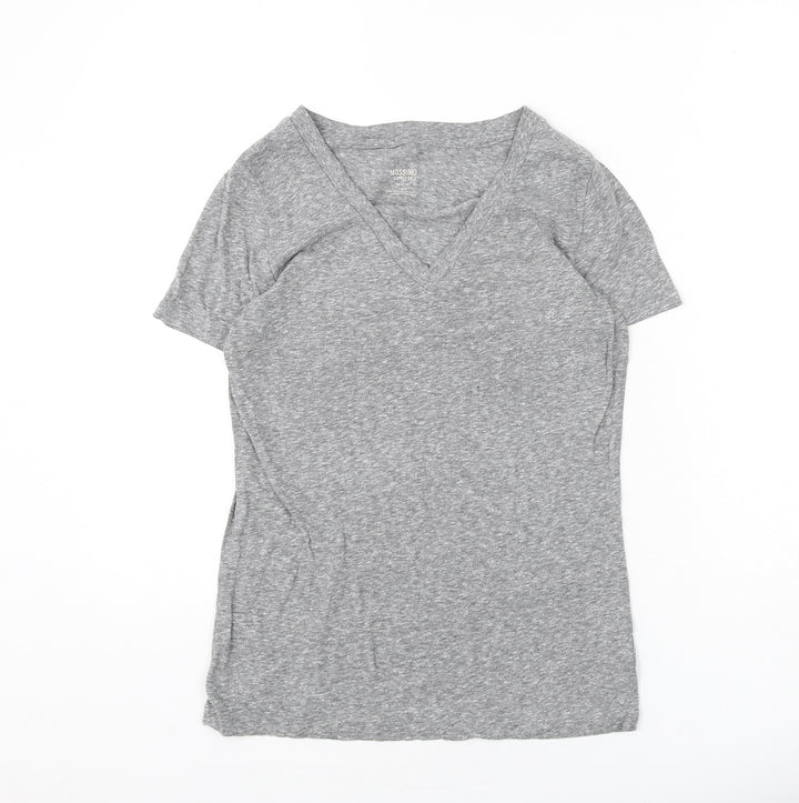 Mossimo Womens Grey Polyester Basic T-Shirt Size M V-Neck