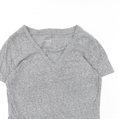 Mossimo Womens Grey Polyester Basic T-Shirt Size M V-Neck