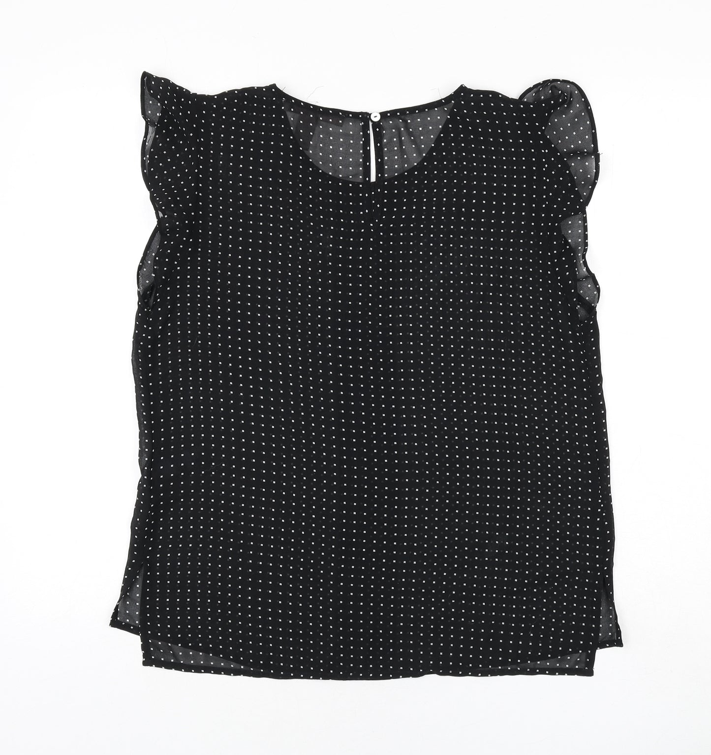 XXI Womens Black Polka Dot Polyester Basic Blouse Size M Round Neck - Ruffle Detail
