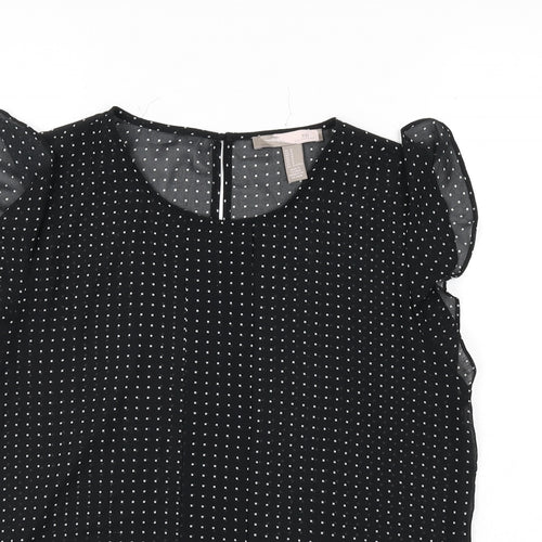 XXI Womens Black Polka Dot Polyester Basic Blouse Size M Round Neck - Ruffle Detail