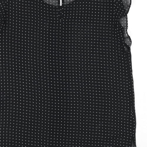 XXI Womens Black Polka Dot Polyester Basic Blouse Size M Round Neck - Ruffle Detail