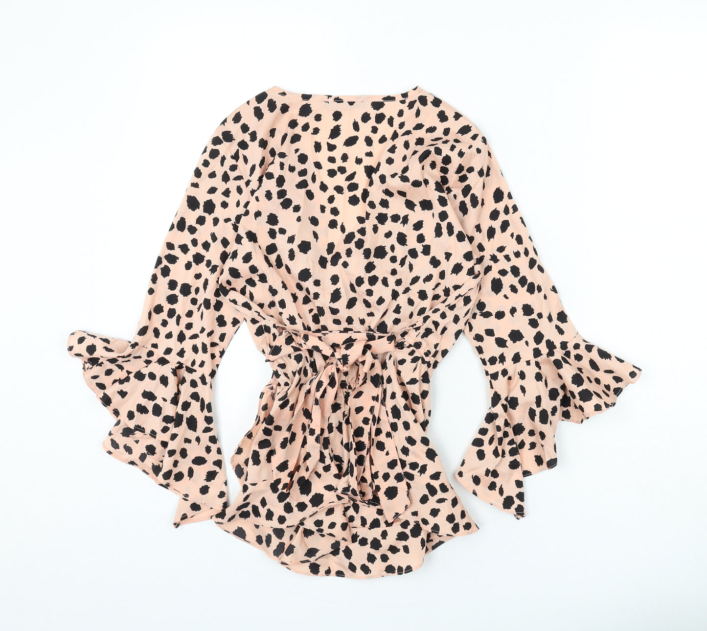 Quiz Womens Pink Geometric Polyester Basic Blouse Size 10 V-Neck - Belted