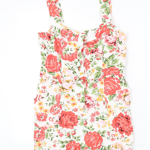 Mango Womens Multicoloured Floral Vinyl Romper One-Piece Size M L3 in Button