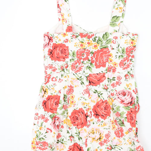 Mango Womens Multicoloured Floral Vinyl Romper One-Piece Size M L3 in Button