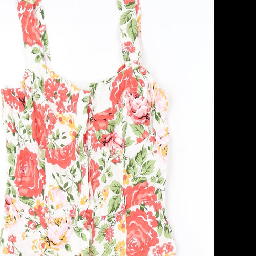 Mango Womens Multicoloured Floral Vinyl Romper One-Piece Size M L3 in Button
