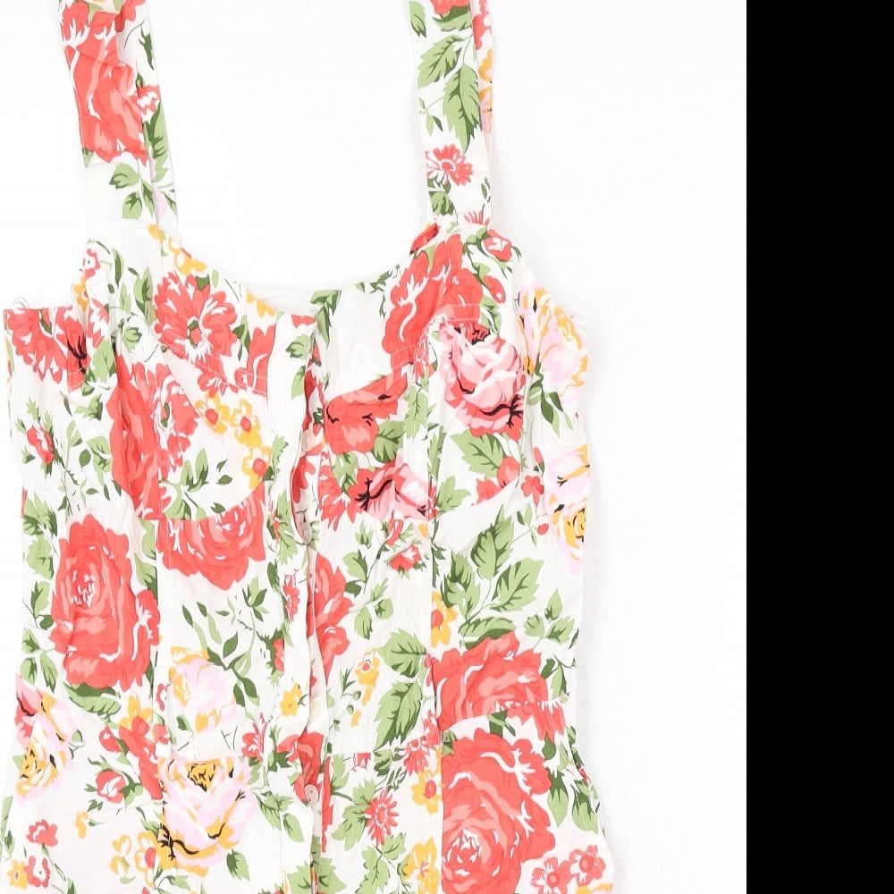 Mango Womens Multicoloured Floral Vinyl Romper One-Piece Size M L3 in Button