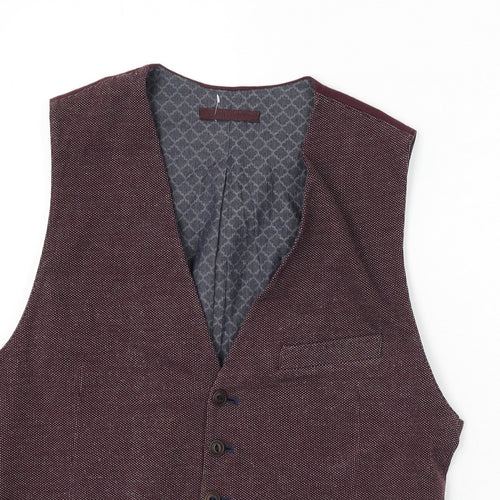 Ted Baker Mens Red Geometric Polyester Jacket Suit Waistcoat Size 2XL Regular