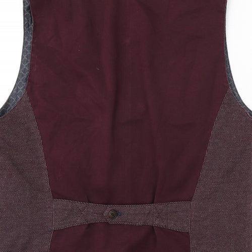 Ted Baker Mens Red Geometric Polyester Jacket Suit Waistcoat Size 2XL Regular
