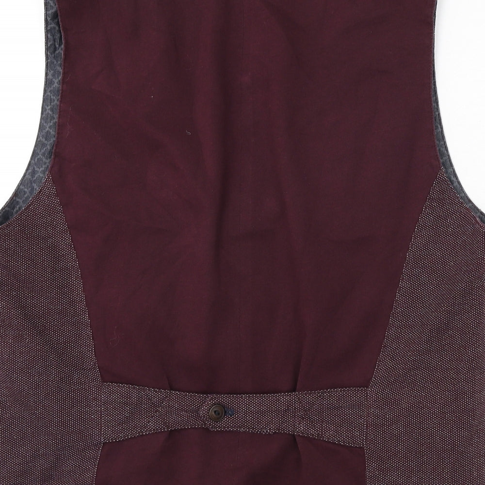 Ted Baker Mens Red Geometric Polyester Jacket Suit Waistcoat Size 2XL Regular
