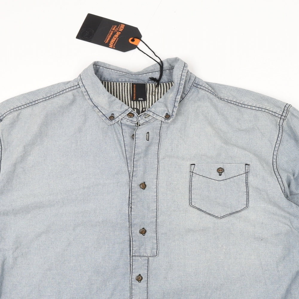 Ben Sherman Mens Blue Cotton Button-Up Size 4XL Collared Button