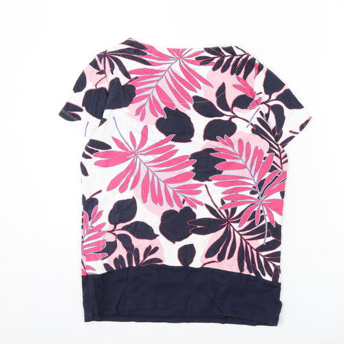 Maine New England Womens Multicoloured Geometric Cotton Basic T-Shirt Size 12 Round Neck - Leaf Print